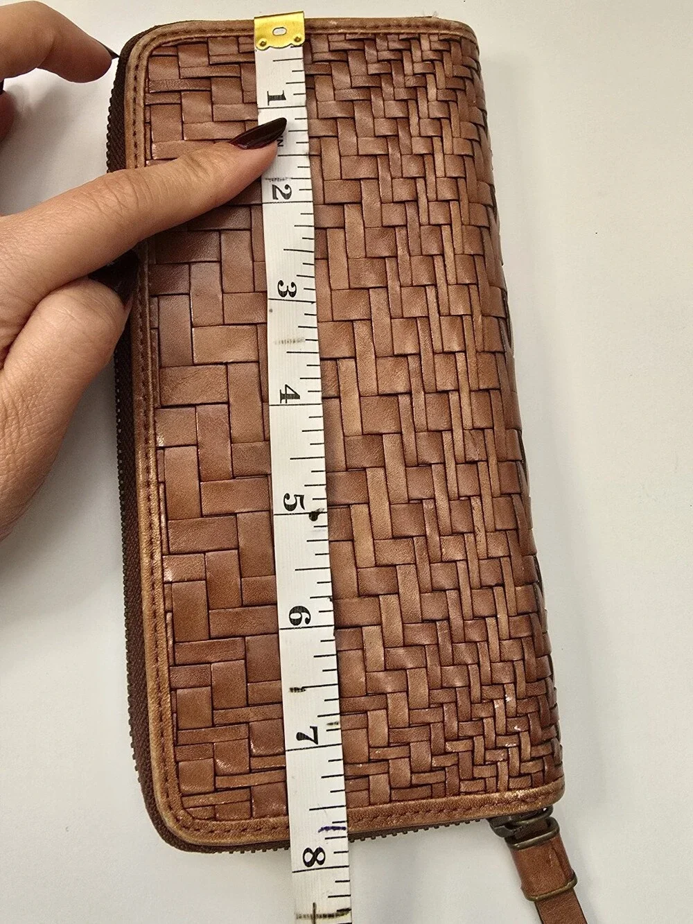 Cole Haan Woven Zip-Around Wallet - Tan Brown